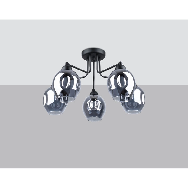 Żyrandol FILLAN 5, czarny/dymiony, 5x60W E27, SL.1145