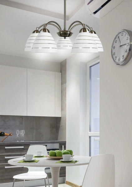 Lampa wisząca ULI 35-66169 satynowa z mlecznymi kloszami 5x60W E27