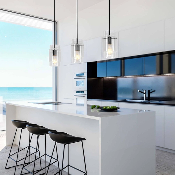 Lampa wisząca Savona 3 linia, czarny/srebrny/transparentny, 3x40W E27