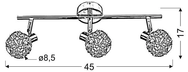 Nowoczesna lampa sufitowa/ścienna COLLAR listwa 93-13668 chrom 3xG9