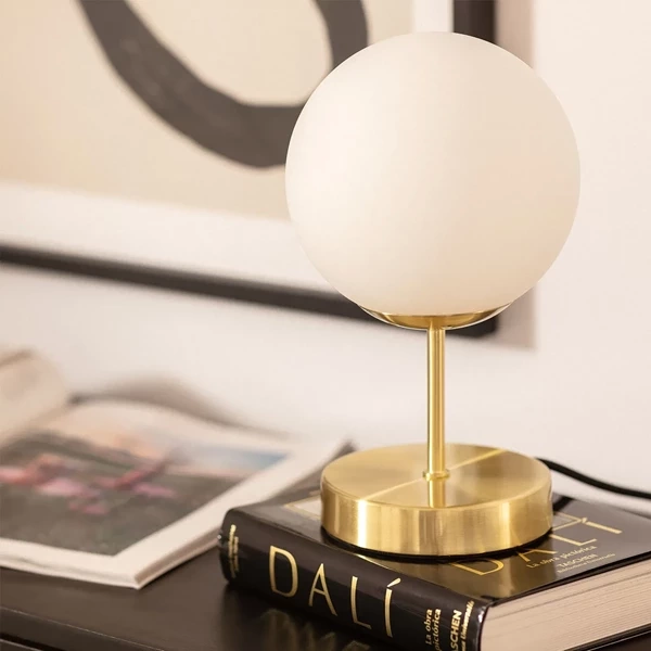 Lampa Stołowa Złota Kula Mleczna Abruzzo Simona E14