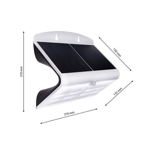 Lampa solarna BUTTERFLY biała 6,8W barwa neutralna 4000K z czujnikiem ruchu i zmierzchu EKO3997