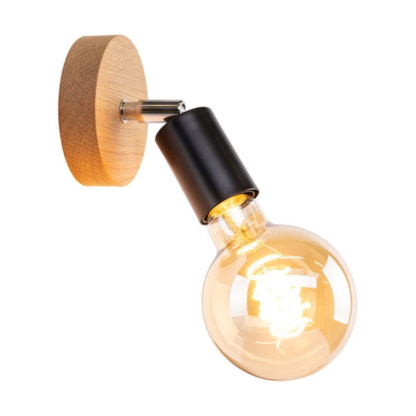 Kinkiet Negro 1xE27 Max.25W Dąb Olejowany/Czarny Metal 2017419100000