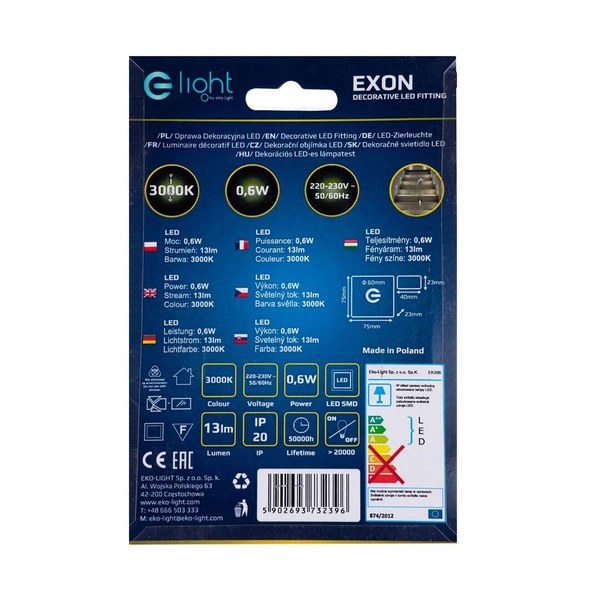 Oprawa schodowa 0,6W EXON ciepła 3000K