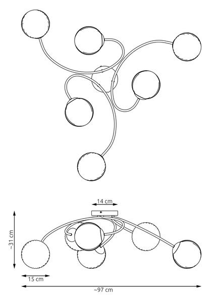 Lampa sufitowa Emibig VIBRA 6 BL GRAFIT 1399/6