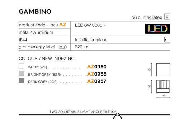 Azzardo GAMBINO 3000K BK 4148
