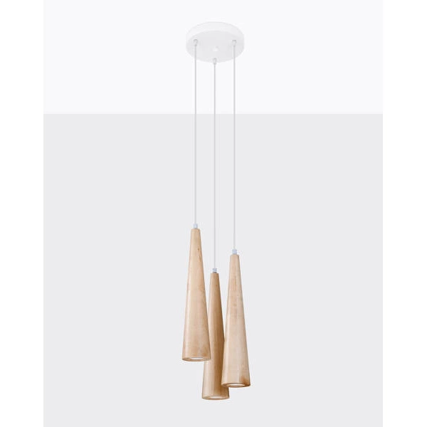 Lampa wisząca SULA 3P, naturalne drewno/biały, 3x40W GU10, SL.1101