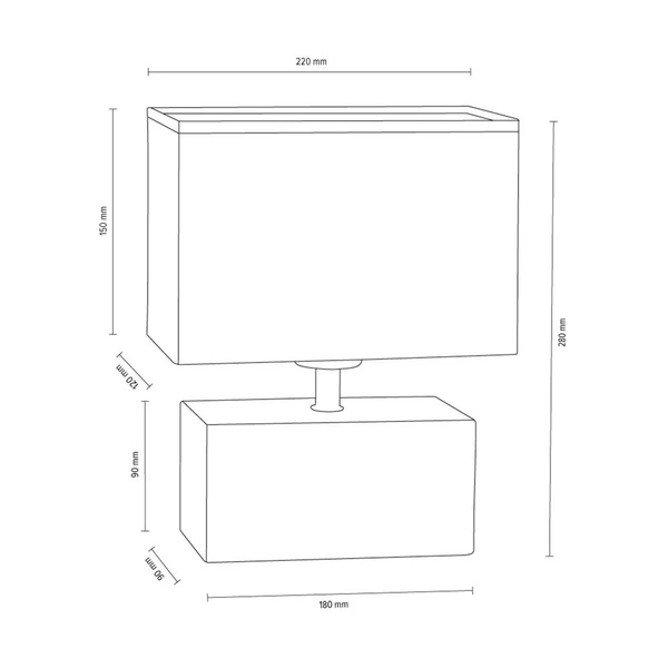 Mocna podwójna lampa stołowa 1xE27 maks. 25W biały beton/czarny kabel PVC/biały klosz z tkaniny 7381937