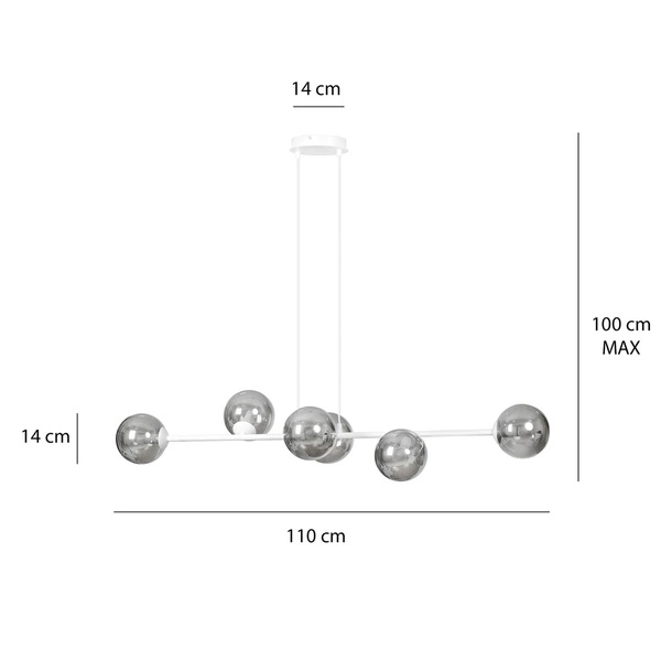 Lampa wisząca Emibig ROSSI 6 WH GRAFIT 878/6