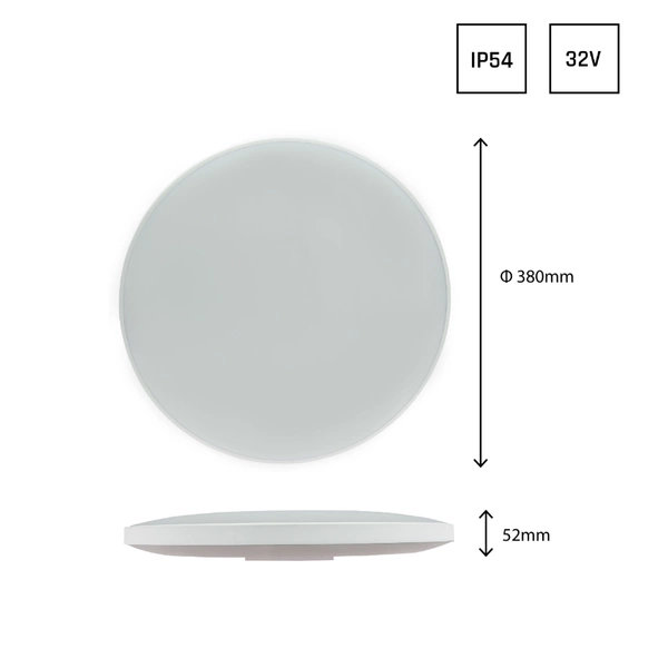 Plafon NYMPHEA RING 32W 6000K 230V IP54 IK04 38 cm | Biały czarny