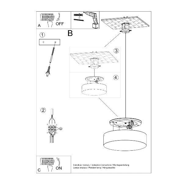 Lampa Wisząca ARENA 45 PVC Stal Biała 3 x 15W LED, SL.0120