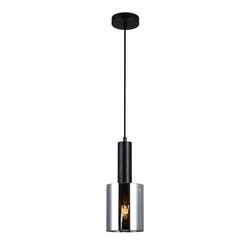 Lampa wisząca SARDO z dymionym kloszem śr. 13cm E27 | czarny