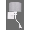 Kinkiet POLO 21-75383 biały/abażur szary 1x40W E27 + 2W LED, barwa ciepła 3200K
