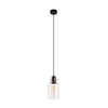 Lampa wisząca Alessandro 1xE27 Max.60W Drewno bukowe orzechowe/Czarny metal/Czarny kabel PVC/Szkło przezroczyste 1010421420867