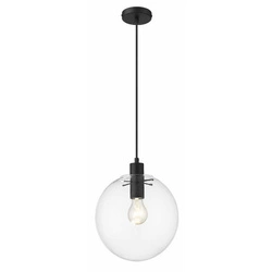 Lampa wisząca PUERTO, śr. 25cm, czarna z transparentnym kloszem, 1x50W E27