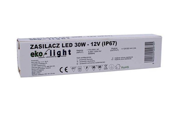 ZASILACZ LED 30W / 12V IP67 EKZAS755