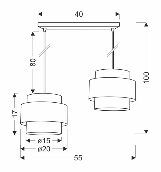 Lampa wisząca PRESTIGE, 32-17925, czarny/złoty, 2x40W E27