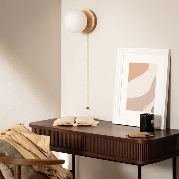 Kinkiet Złoty Kula Mleczna drewniany Abruzzo Tore E27