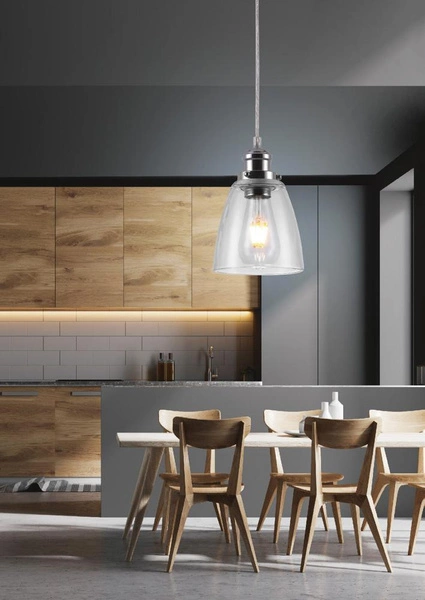 Lampa wisząca VOICE 31-70821 chrom/transparentny 1x40W E27