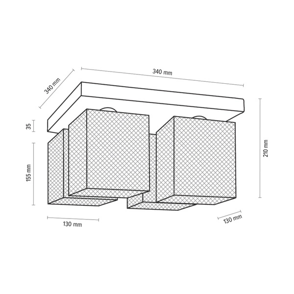 Lampa sufitowa Norman Wood 4xE27 Max.25W Dąb olejowany/Chromowany metal 8175474