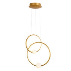 Stylowa lampa wisząca pierścienie LOZANNA LED 3000K wys. 130cm | złoty