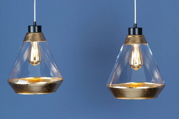 Lampa Wisząca Mistral 1xE27 Max.60W Czarny Metal/Przezroczysty Kabel PCV/Złote-Przezroczyste Szkło 15820104