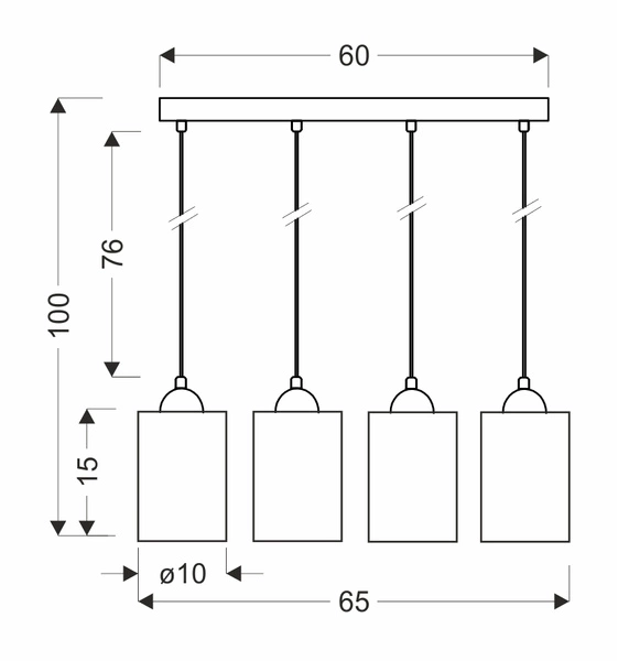 Lampa wisząca BISTRO, czarny/brązowy, 4x40W E27