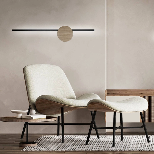 Kinkiet listwa led z drewnem JAVA II BLACK wood 1 neutralna 4000K 1441