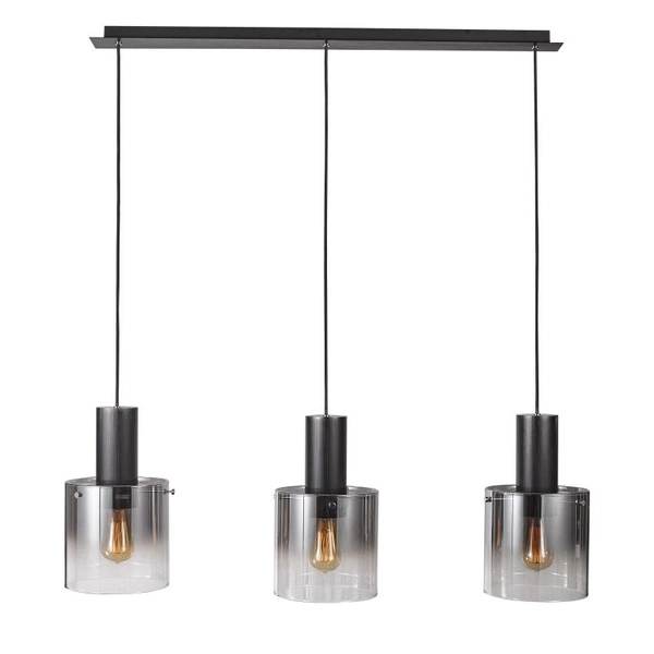 ,Lampa wisząca JAVIER,, MD17076-3B BK,, czarny/dymiony/transparentny,, 3x60W E27,