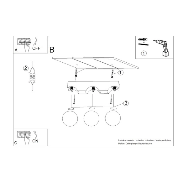 Plafon BULBO 3 naturalne drewno