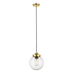 Lampa wisząca klasyczny klosz szklany RIANO E27 40W śr. 17cm | złoty