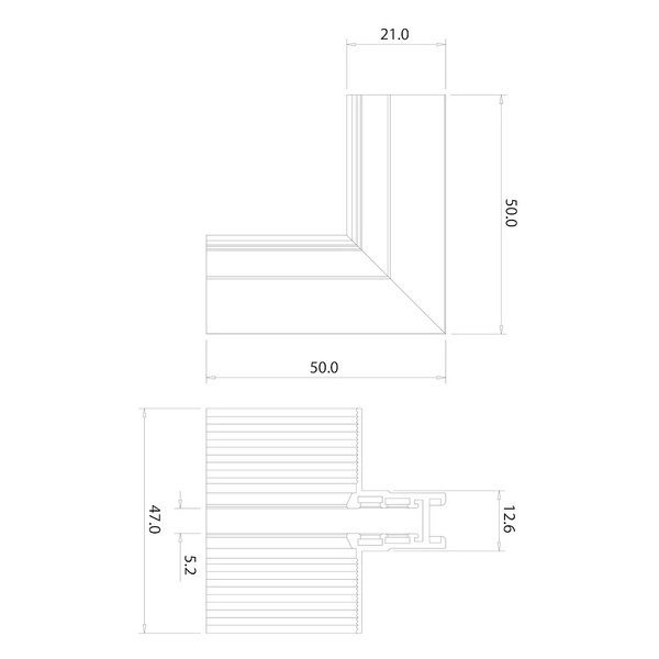 Narożnik podtynk L góra dół magnetic track 5mm