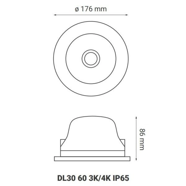 Hermetyczna ARCOS IP65 ciepła 30W śr.17,6cm