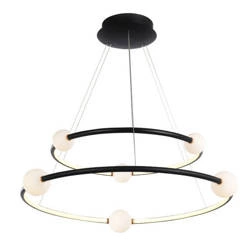 Lampa wisząca LOZANNA śr. 87cm 86W LED ciepła biel 3000K | czarny/różowy