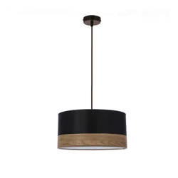 Lampa wisząca PORTO, 31-17598, czarny/drewno,1x60W E27
