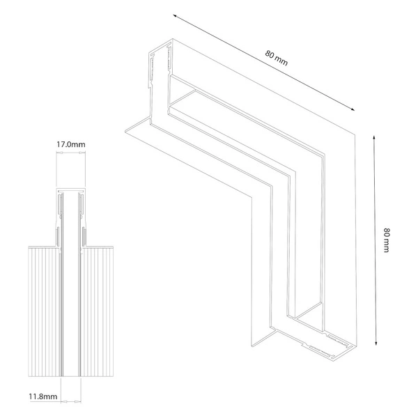 Narożnik podtynk góra dół magnetic track 10mm