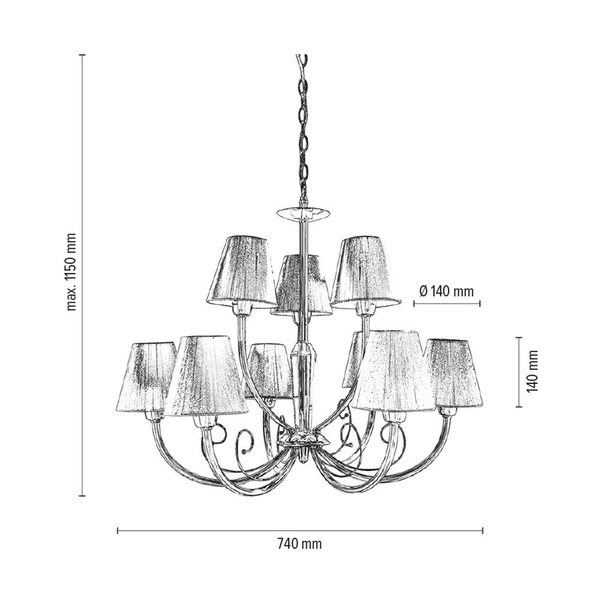 Lampa Sufitowa Cubana 9xE14 Max.40W Chromowany Metal/Srebrny Klosz 5075927