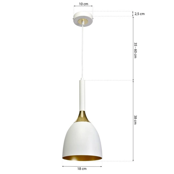 Nowoczesna lampa wisząca CLARK WHITE/GOLD 1xE27 MLP6219