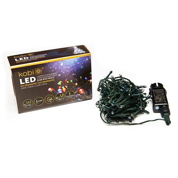 Lampki choinkowe LED z programatorem K100 IP44 KOLOROWE