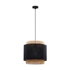 Lampa wisząca rattanowa abażur do salonu BOHO BLACK szer. 38cm | czarny 6542