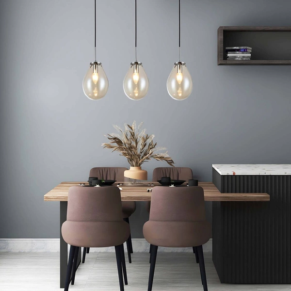 Lampa wisząca FONDI, czarny/chrom/transparentny, 3x40W E14