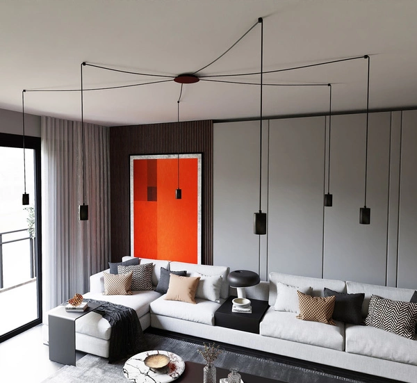 Lampa wisząca Emibig TRAKER 6 BL/Czarny 524/6