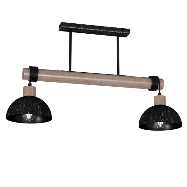 Lampa wisząca ERIK, MLP7639, przecierany czarny/drewno patynowane, 2x60W E27