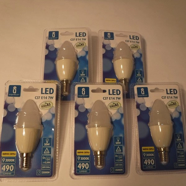 Żarówka LED E14 7W ciepła 3000K świeczka C37