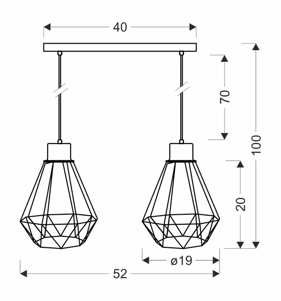 Lampa wisząca PRIMO, 32-00224, czarny/złoty, 2x60W E27