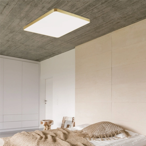 Lampa sufitowa plafon kwadratowy SIERRA LED 80W szer. 80cm | złoty