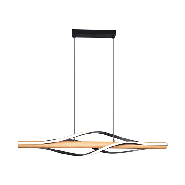 P230857003 BAEZ LAMPA WISZĄCA CZARNA+DREWNO/BLACK+WOOD