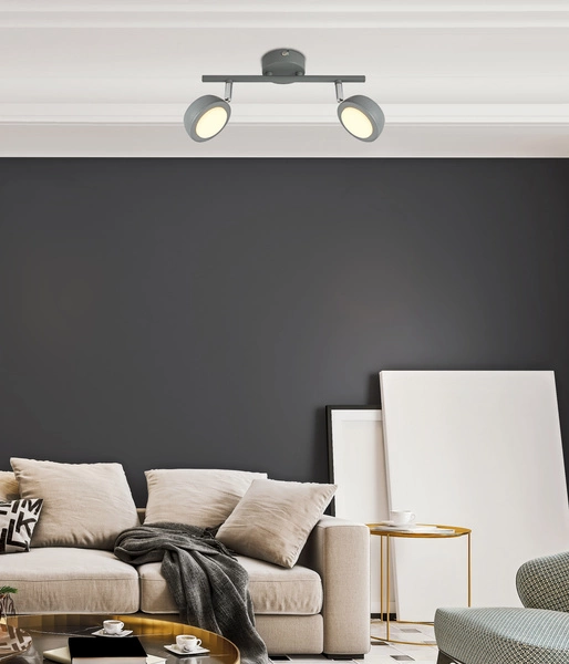 Lampa sufitowa MILD listwa, 2x6W LED, szary/chrom, barwa ciepła 3000K, 92-66749