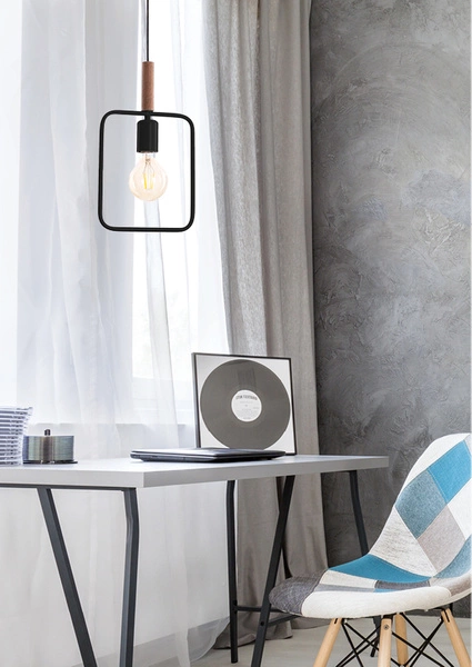 Lampa wisząca FRAME 31-73501 czarna 1x60W E27