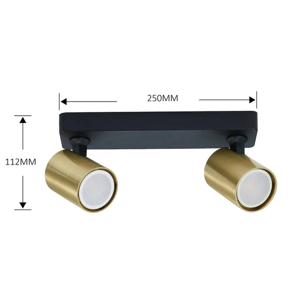 Lampa sufitowa Snow 2, czarny/złoty, 2x50W GU10